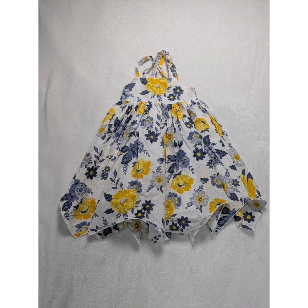 Joie Girls 2T Floral Handkerchief Hem Sundress White Yellow Grey Smocked
